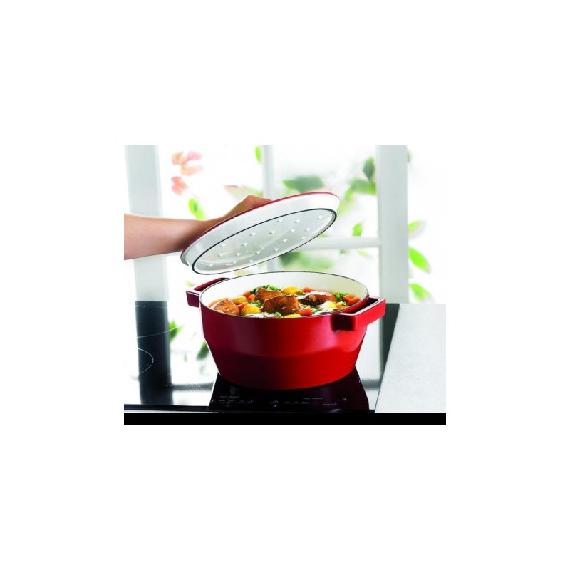 PYREX SLOWCOOK ROUGE COCOTTE RONDE 28CM