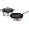 TEFAL HERO SET POÊLE WOK 28 CM + SAUTEUSE 24 CM AVEC COUVERCLE INOX INDUCTION