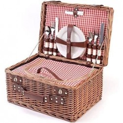 PANIER À PIQUE-NIQUE EN OSIER TRADITIONNEL DELUXE 4 PERSONNES